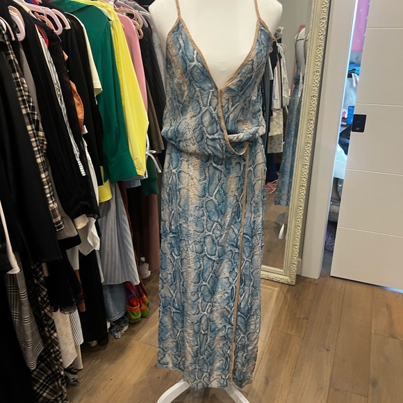 Vix Dresses & Skirts - Vix Blue Snakeskin Silk Dress/ swim cover-up with Tan Tones bought on Revolve
